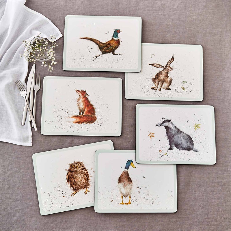 Wrendale Designs - 6 Tischsets - Tiermotive - 30 x 23 cm