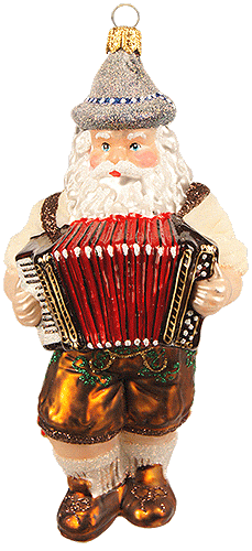 Christbaumschmuck Weihnachtsmann mit Akkordeon