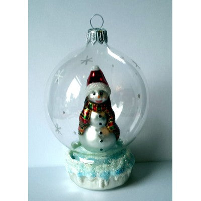 Christbaumschmuck Schneemann in der Kugel