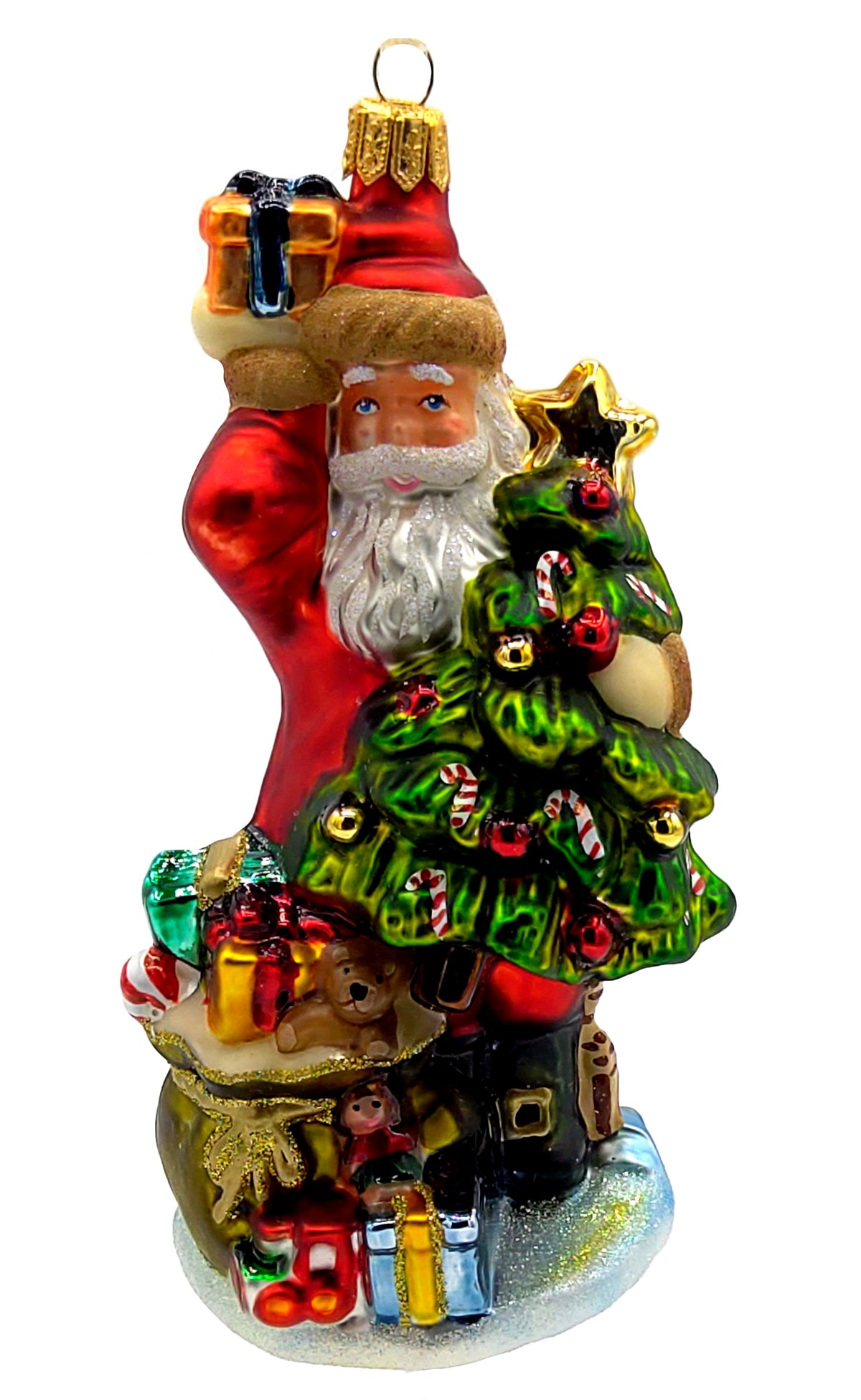 Christbaumschmuck Komozja Weihnachtsmann mit Weihnachtsbaum