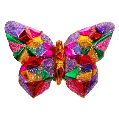 Christbaumschmuck bunter Schmetterling mit Rautenmuster zum Klemmen