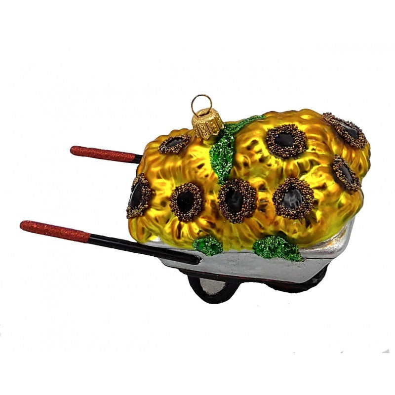Christbaumschmuck Schubkarre mit Blumen