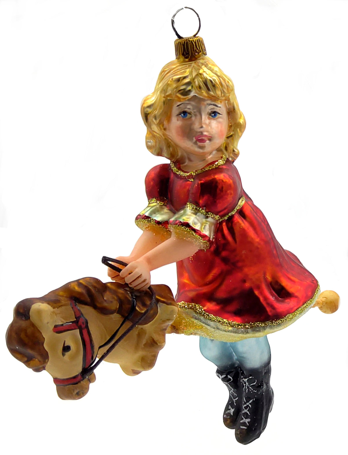 Christbaumschmuck Komozja Mädchen auf Steckenpferd