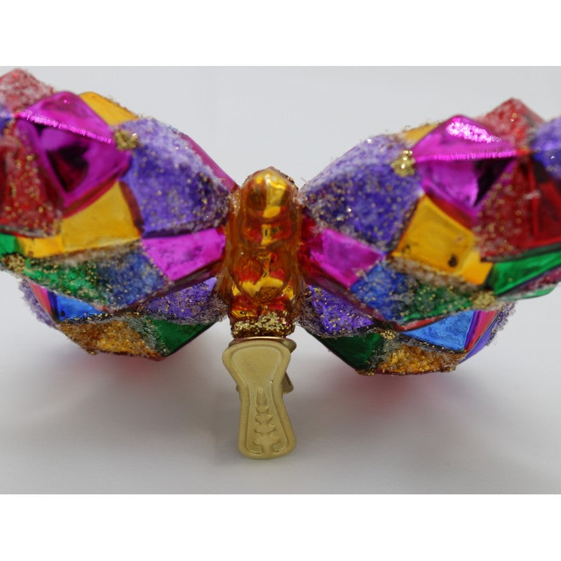 Christbaumschmuck bunter Schmetterling mit Rautenmuster zum Klemmen