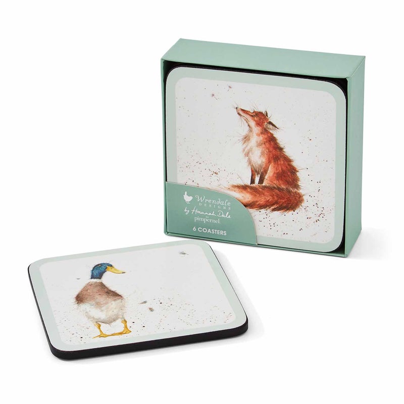 Wrendale Designs - 6 Untersetzer mit Tiermotiven- - 10,5 x 10,5 cm
