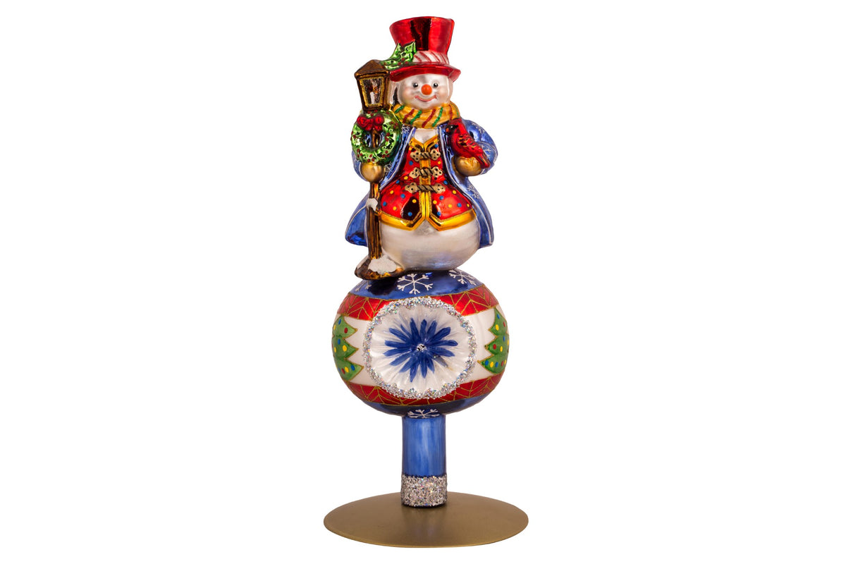 Christbaumspitze Schneemann mit Laterne