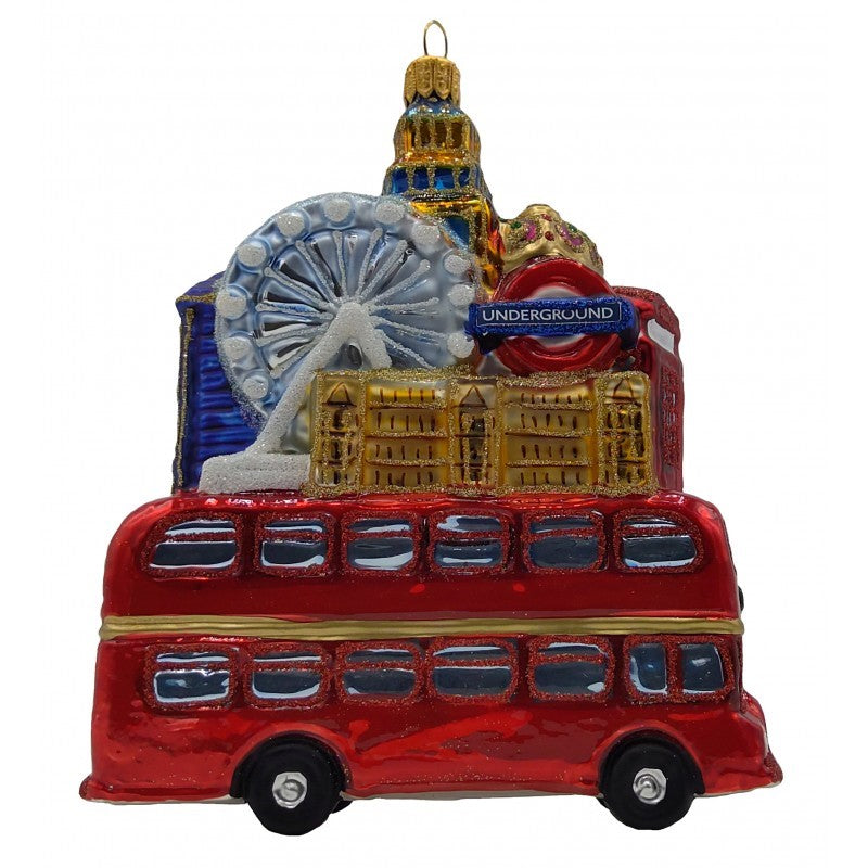 Weihnachtskugel Londonbus mit Sehenswürdigkeiten