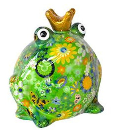 Pomme Pidou Spardose Frosch Schmetterlinge und Blüten