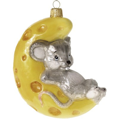 Christbaumschmuck Maus im Mond