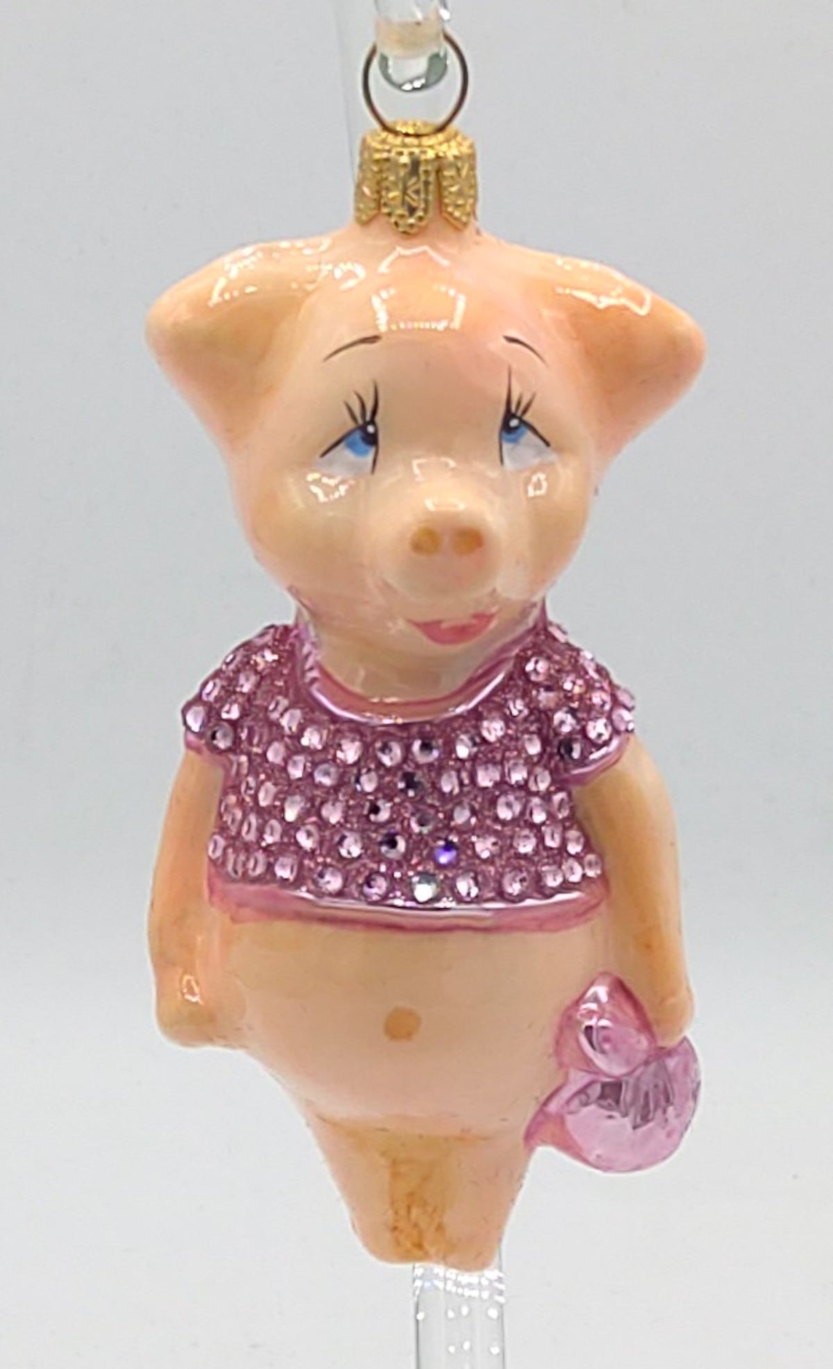 Christbaumschmuck Komozja Holzbox mit Schweinepaar