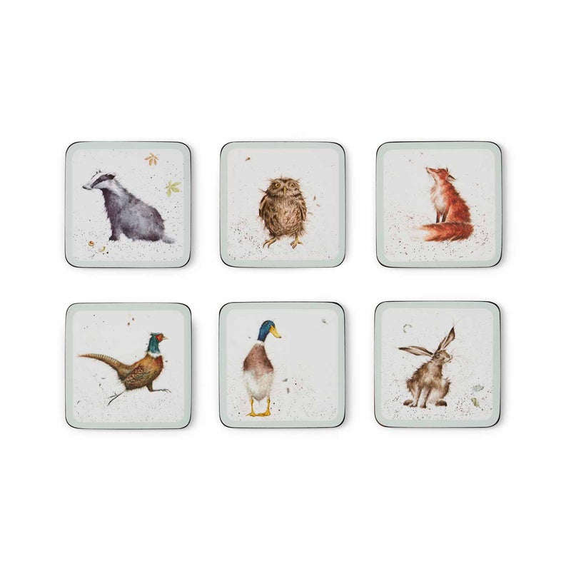 Wrendale Designs - 6 Untersetzer mit Tiermotiven- - 10,5 x 10,5 cm
