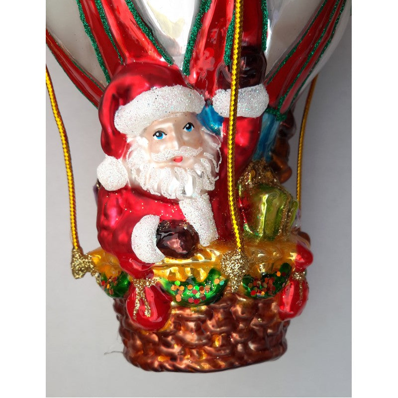 Christbaumschmuck Weihnachtsmann im Heißluftballon
