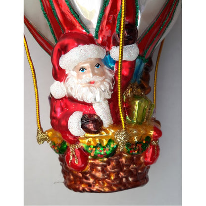 Christbaumschmuck Weihnachtsmann im Heißluftballon
