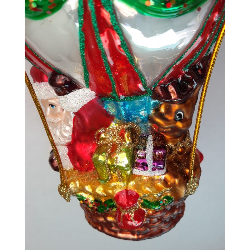 Christbaumschmuck Weihnachtsmann im Heißluftballon
