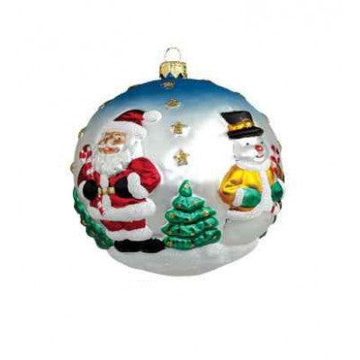 Weihnachtskugel mit Weihnachts- und Schneemänner