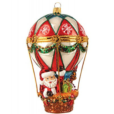Christbaumschmuck Weihnachtsmann im Heißluftballon