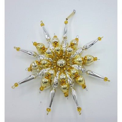 Gablonzer Christbaumschmuck Stern Silber/Gold 14cm