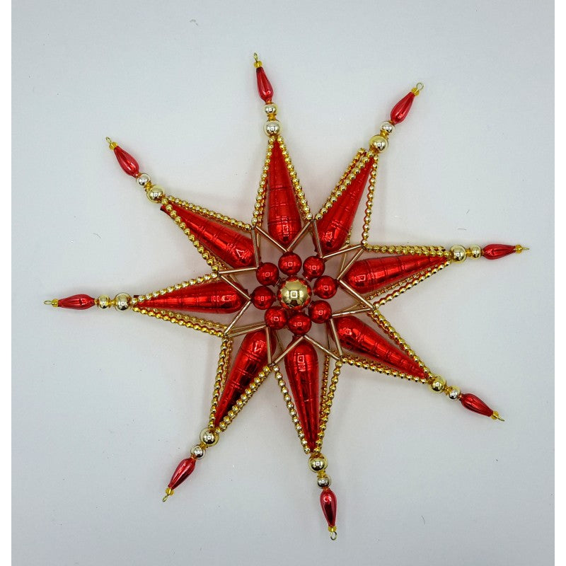 Gablonzer Christbaumschmuck Stern Rot/Gold 25cm
