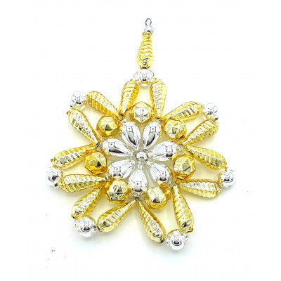 Gablonzer Christbaumschmuck Blüte, Gold/Silber 11cm