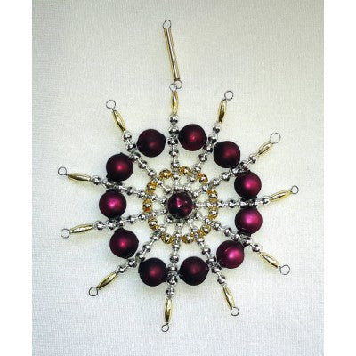 Gablonzer Christbaumschmuck Stern Silber/Gold/Bordeaux