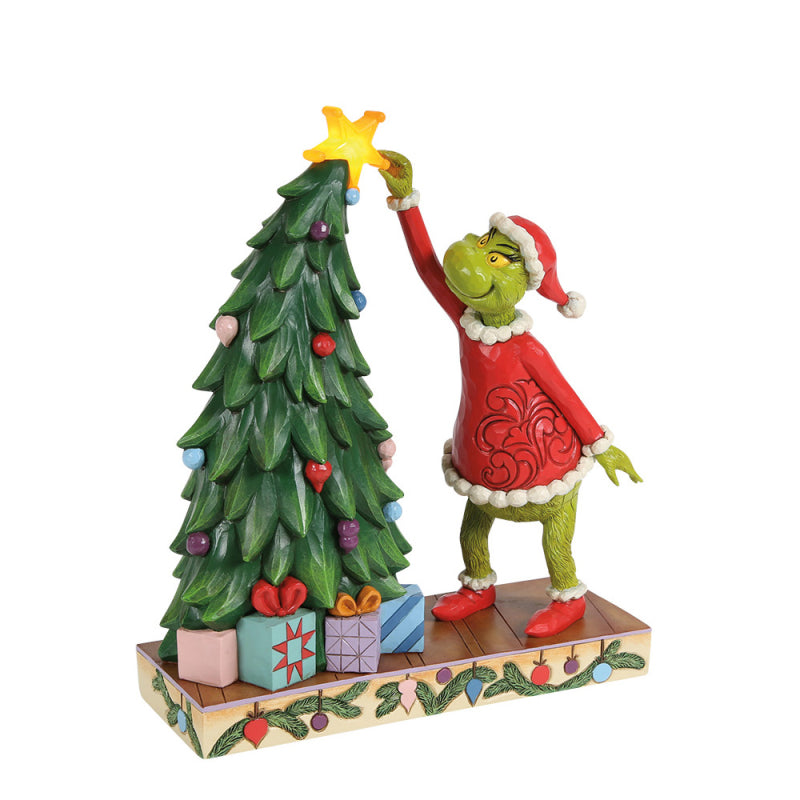 Jim Shore Grinch Sonderedition Ziehstern Figur mit Weihnachtsbaum, Modell 6018961.Seite Rechts