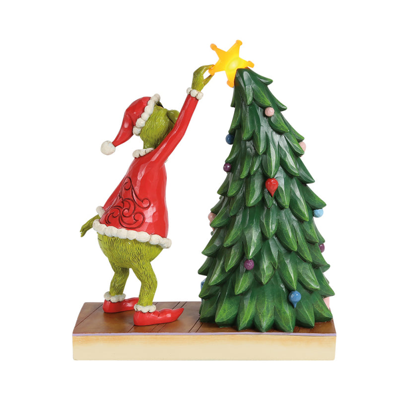 Jim Shore Grinch Sonderedition Ziehstern Figur mit Weihnachtsbaum, Modell 6018961.Rückseite rechts