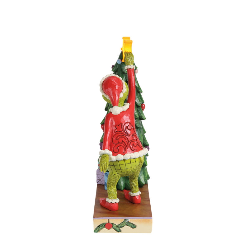 Jim Shore Grinch Sonderedition Ziehstern Figur mit Weihnachtsbaum, Modell 6018961.Seitenansicht