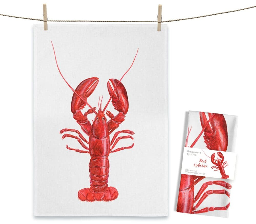 Geschirrtuch von Maluu roter Lobster