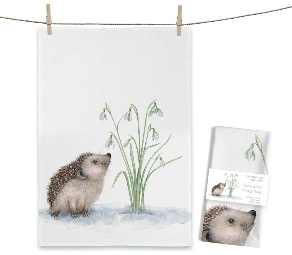 Geschirrtuch - Maluu - Igel mit Blumen