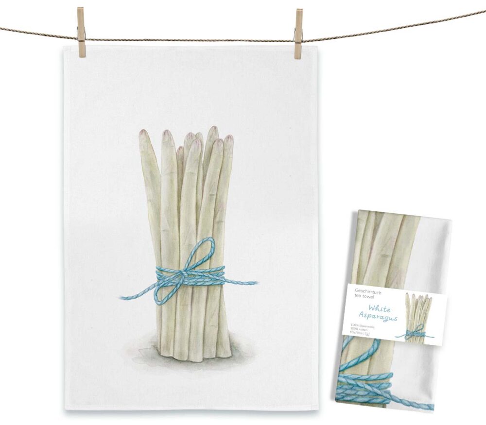 Maluu Geschirrtuch "White Asparagus", Spargel, Aquarell-Design