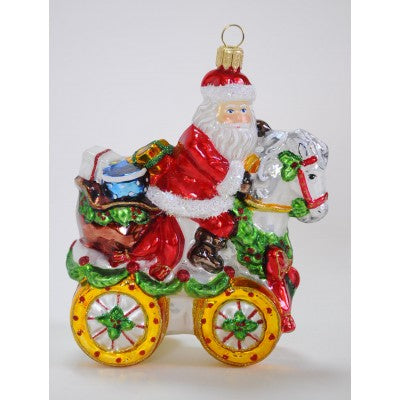 Christbaumschmuck Weihnachtsmann auf Pony