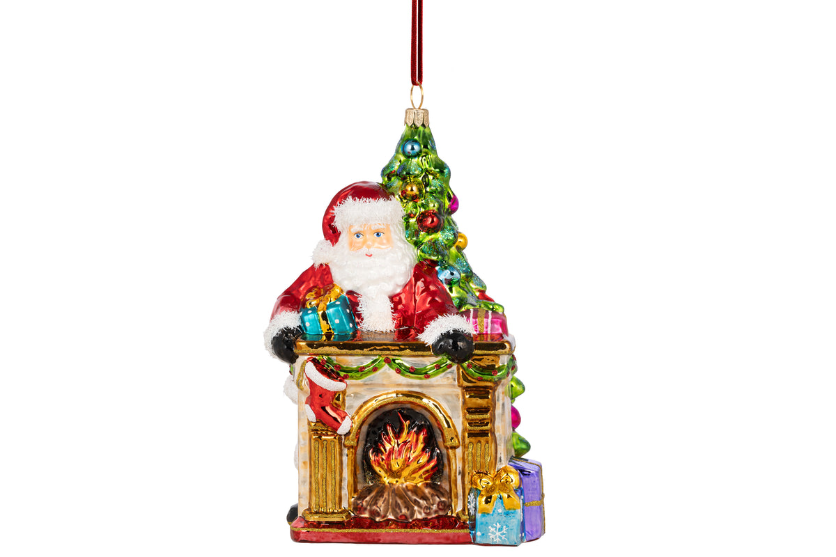 Christbaumschmuck - Huras Family - Santa  am Kamin