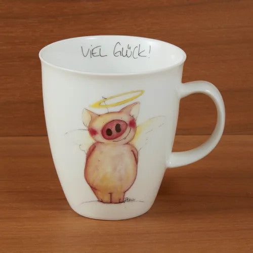 Becher Demim Schwein Viel Glück