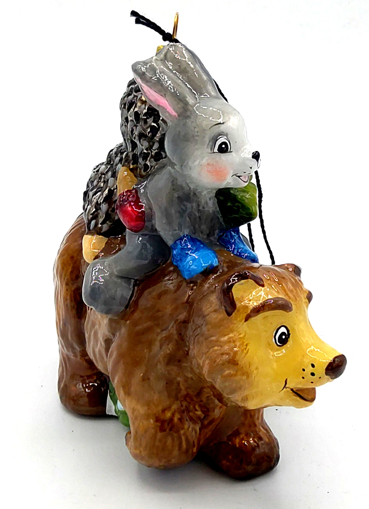 Christbaumschmuck Komozja Hase und Igel auf Bär