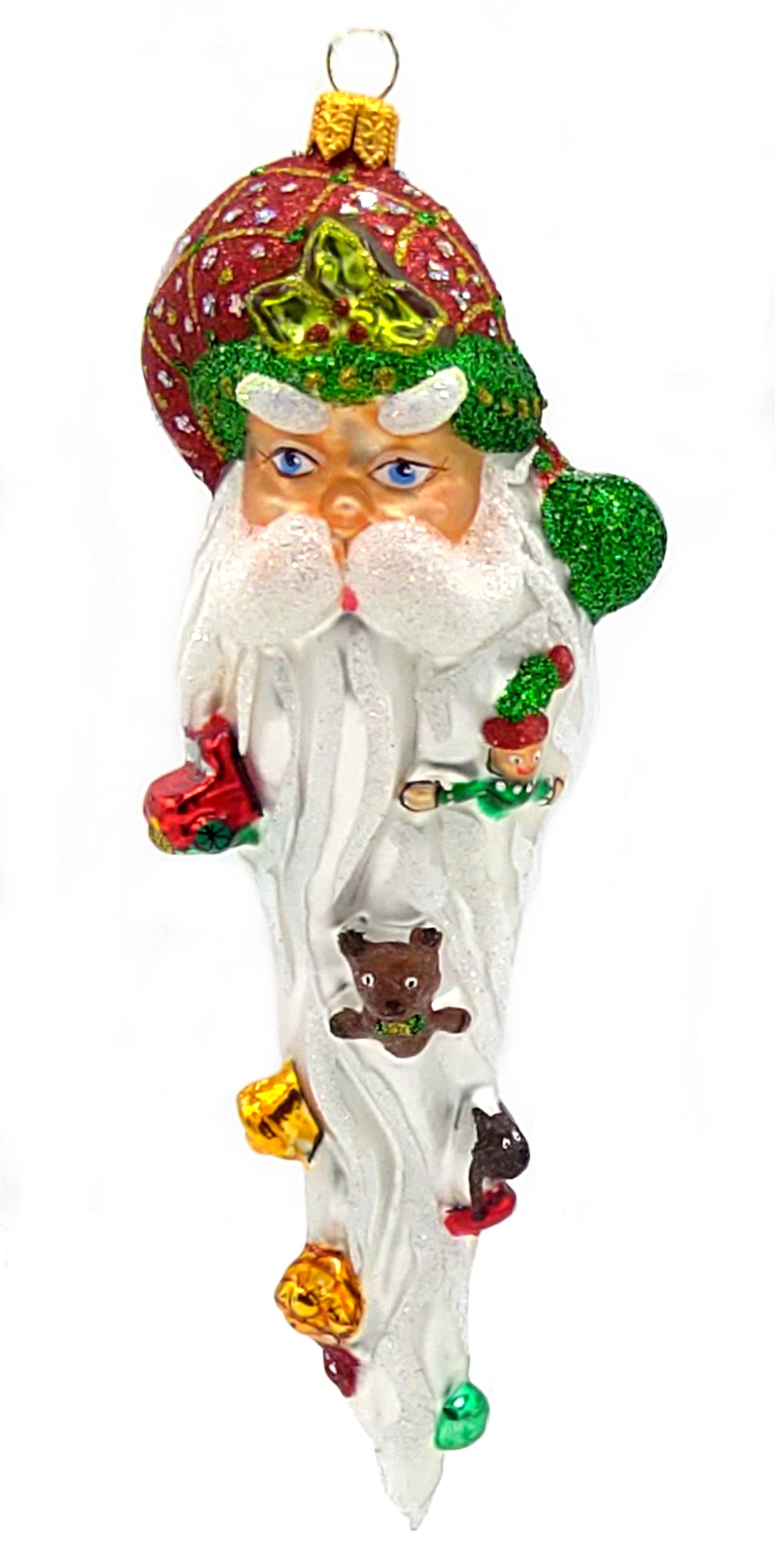 Christbaumschmuck Komozja  Weihnachtsmannkopf mit Spielzeug