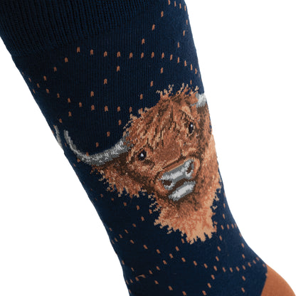 Bambussocken - Highlandrind - Wrendale Designs - Herren Gr. 41-46