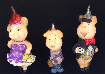 Christbaumschmuck Komozja Holzbox mit Schweinefamilie