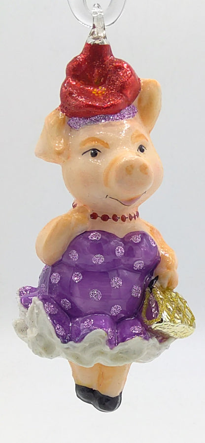 Christbaumschmuck Komozja Holzbox mit Schweinefamilie