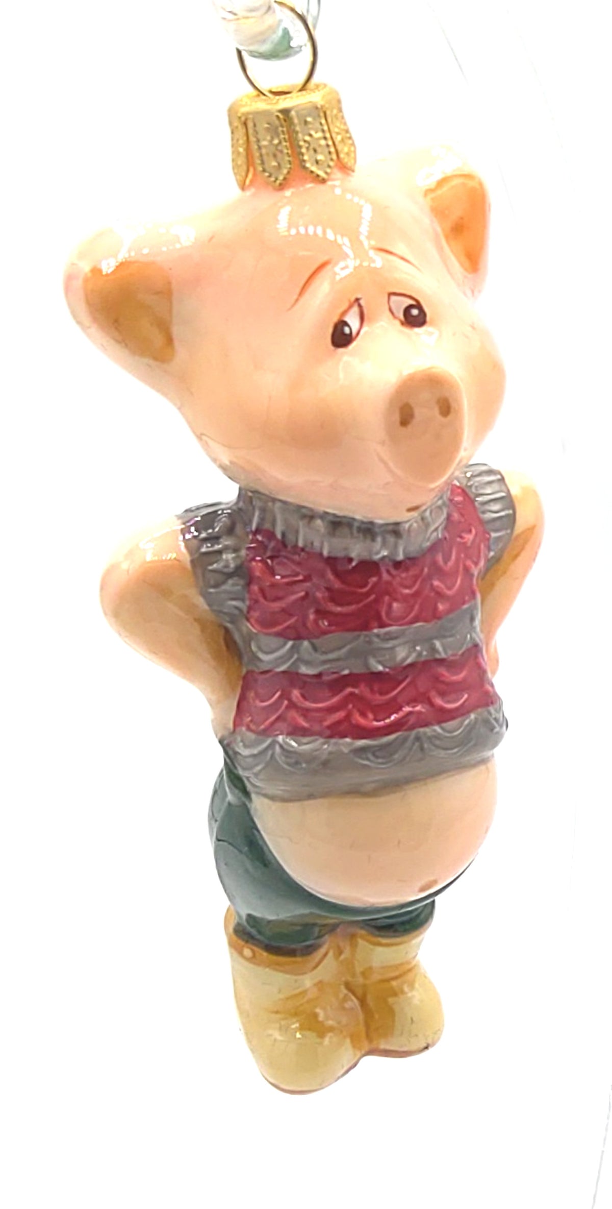 Christbaumschmuck Komozja Holzbox mit Schweinepaar