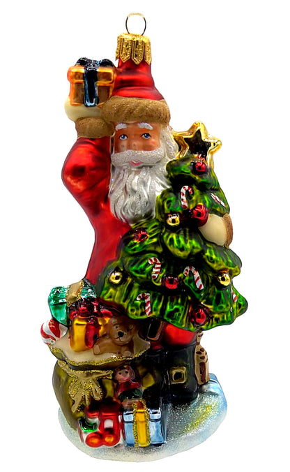 Christbaumschmuck Komozja Weihnachtsmann mit Weihnachtsbaum