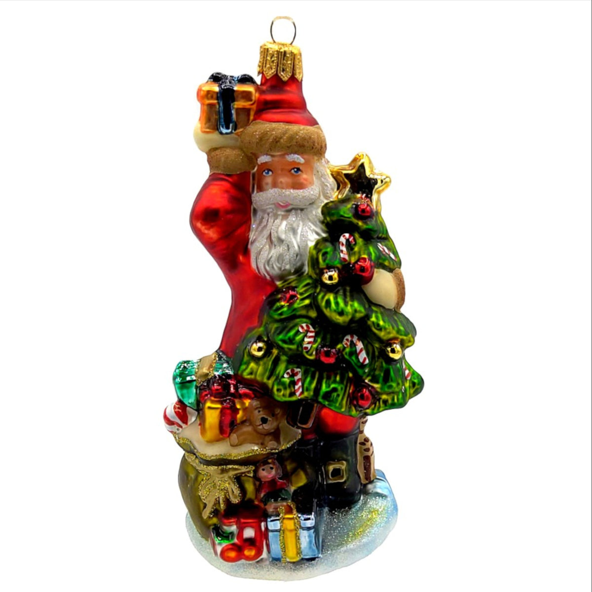 Christbaumschmuck Komozja Weihnachtsmann mit Weihnachtsbaum