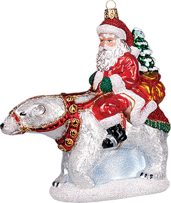 Christbaumschmuck Weihnachtsmann auf Eisbär
