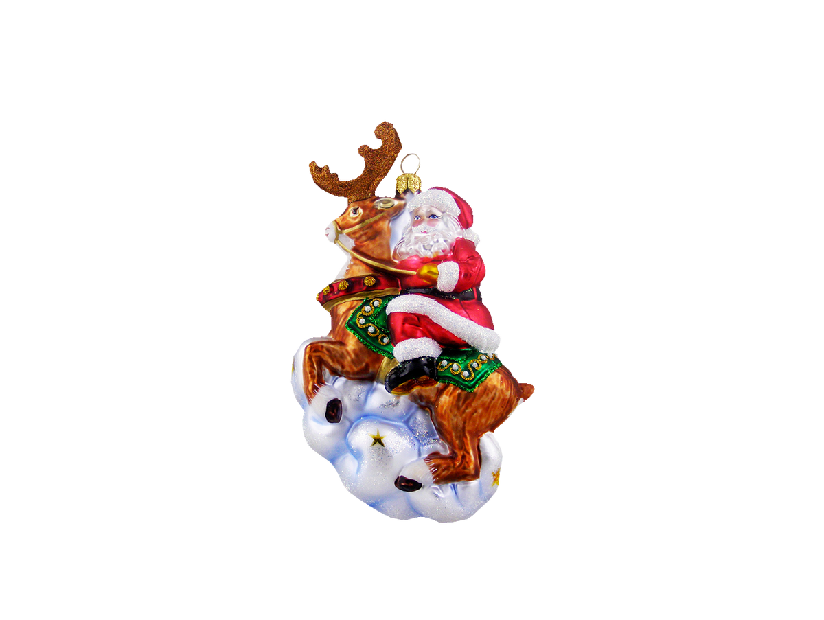 Christbaumschmuck - Hanco - Weihnachtsmann auf Rentier