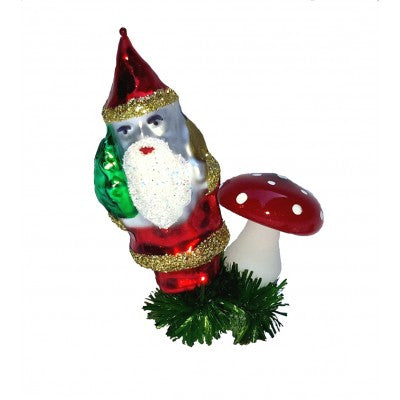 Christbaumschmuck Weihnachtsmann mit Pilz zum Klemmen