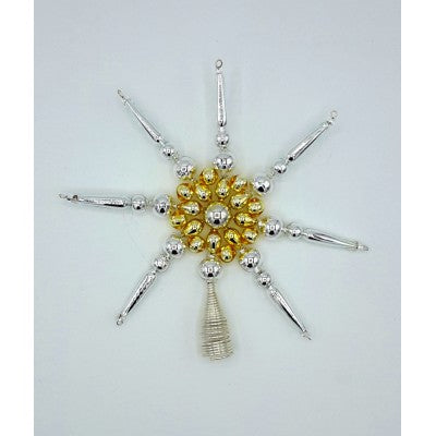 Gablonzer Christbaumspitze Stern Silber/Gold 16cm
