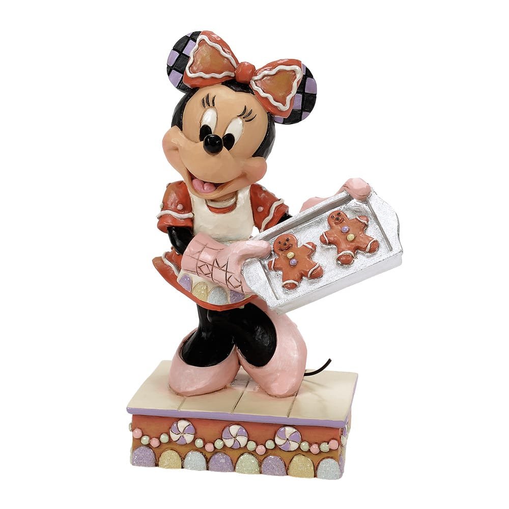 Dekorative Minnie Mouse Figur im Enesco Jim Shore Design mit Kekserl-Backblech.