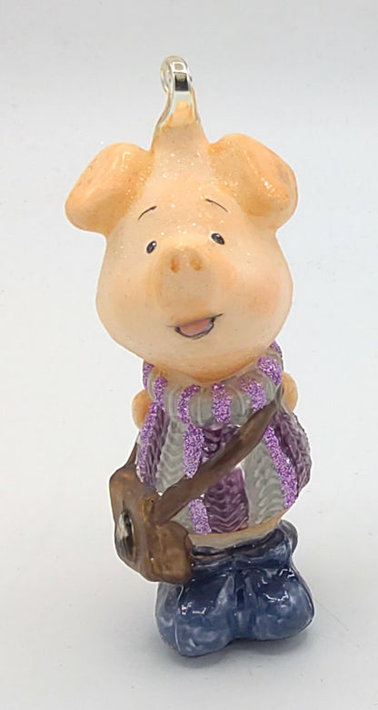 Christbaumschmuck Komozja Holzbox mit Schweinefamilie