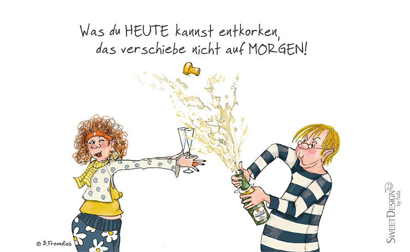Künstler-Karte B. Freundlieb Entkorken