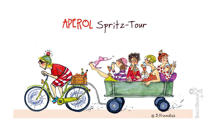 Künstler-Karte B. Freundlieb Aperol Spritz-Tour