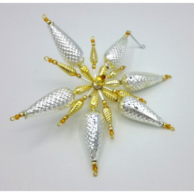 Gablonzer Christbaumschmuck Stern Silber/Gold 17cm
